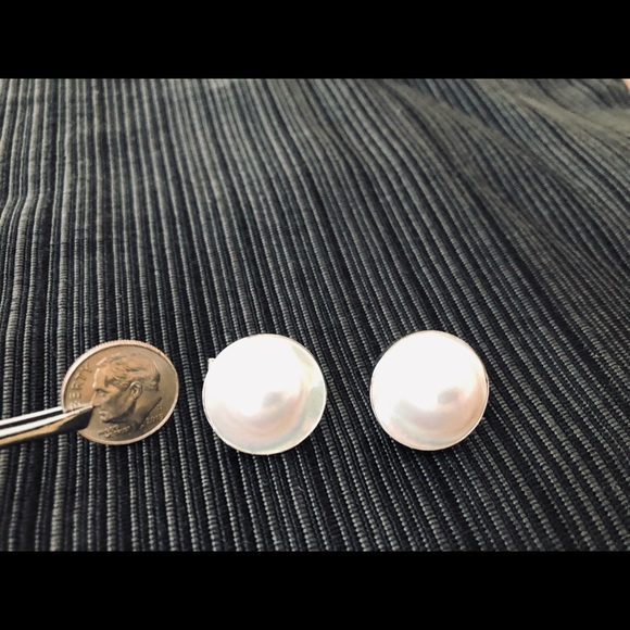 🥰 Mabe Pearl Sterling Silver 925 Ring & Earrings Set Beautiful 😍 - Picture 6 of 17